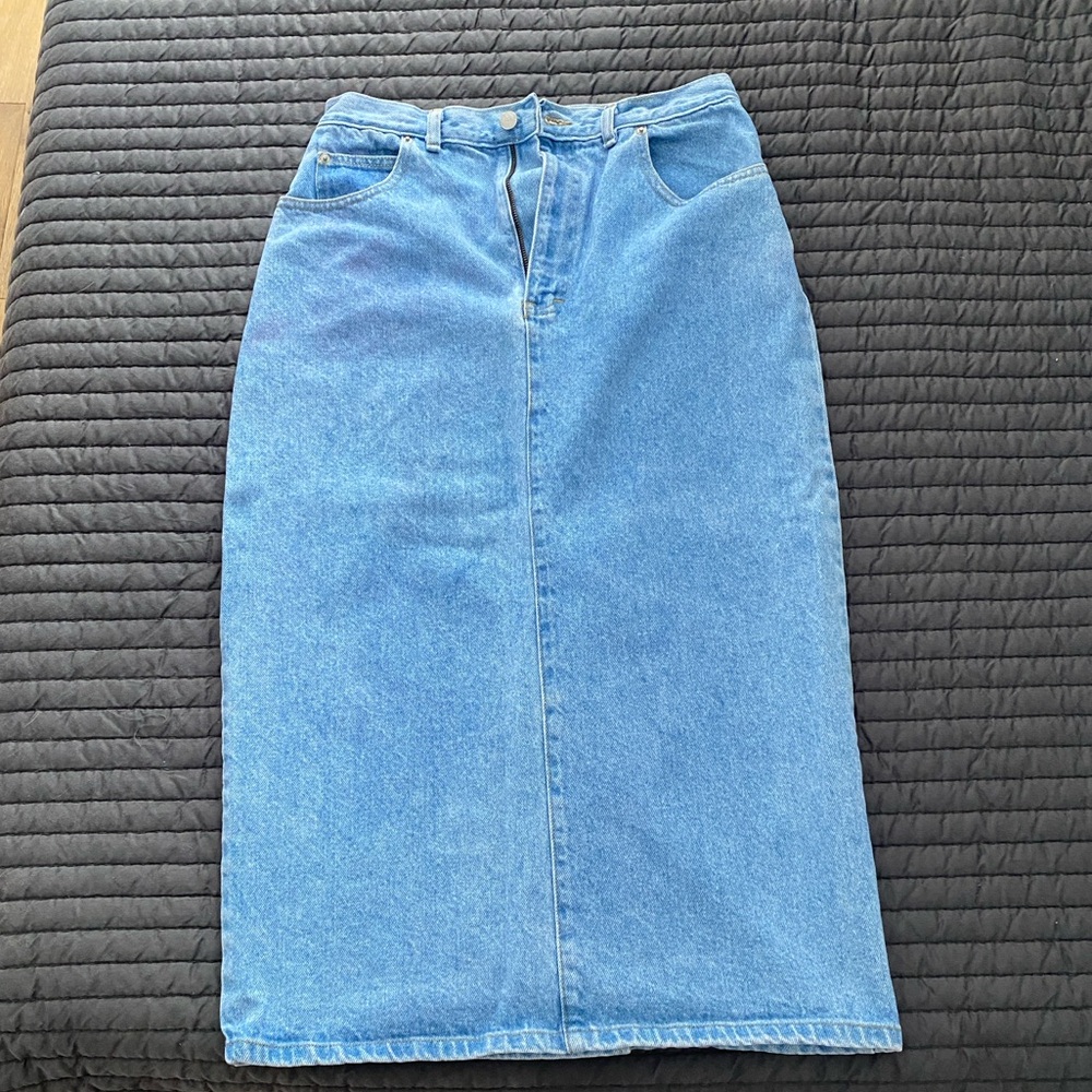 Classic Blue Denim Maxi Skirt